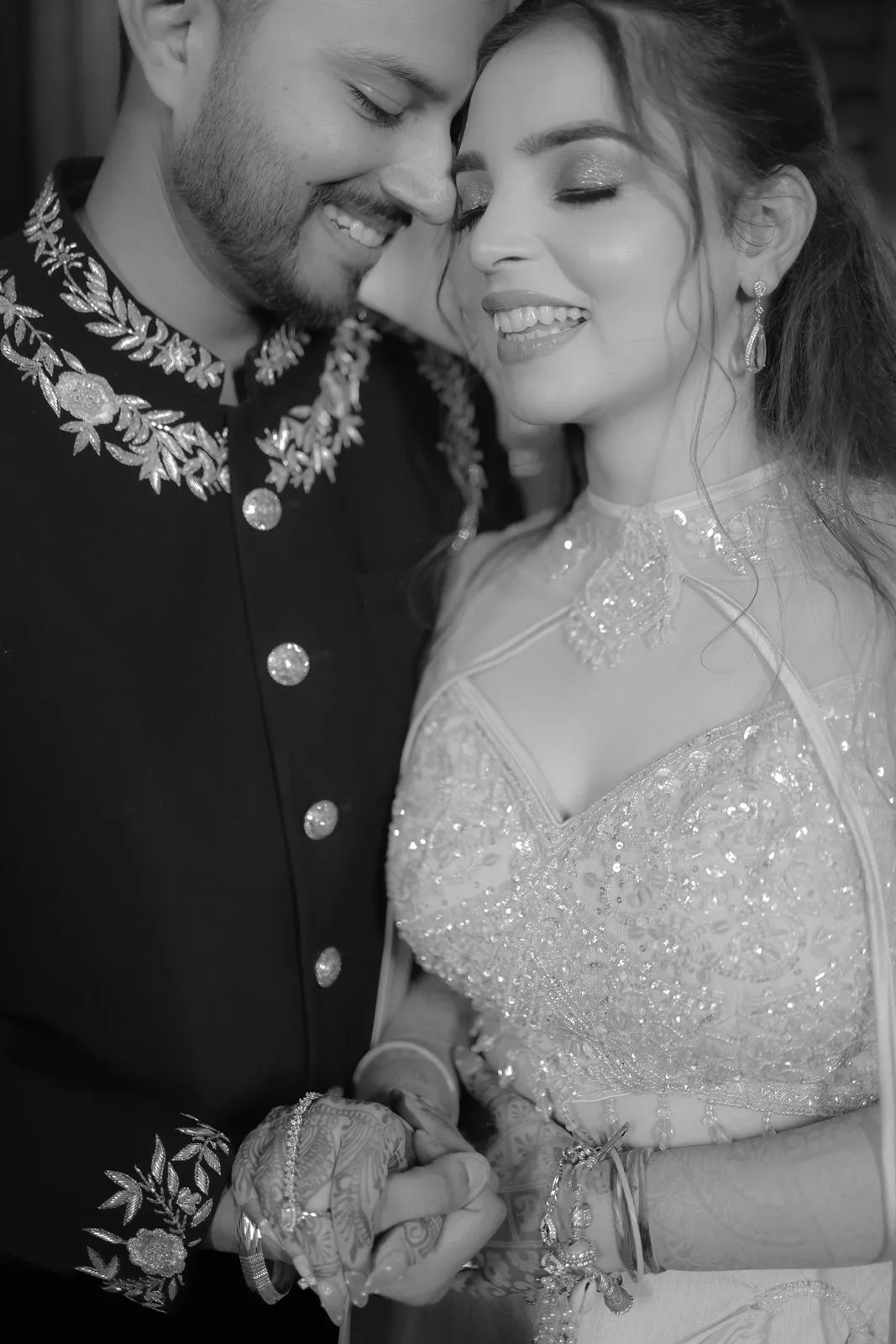 Black and white portrait of a couple